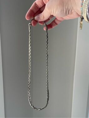 Sterling-Tone Braided Chain Necklace - Silver